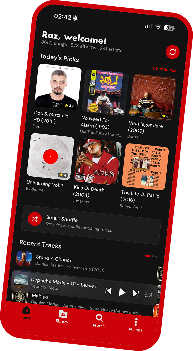 Diggin Player library view
